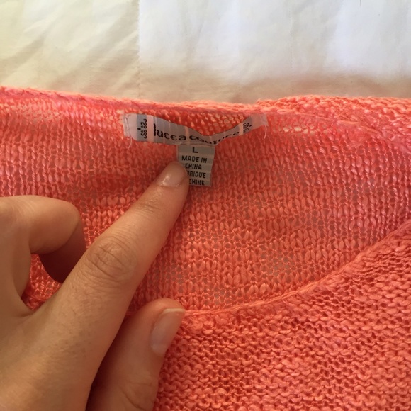 Never worn - distressed coral lightweight sweater! - Picture 2 of 4