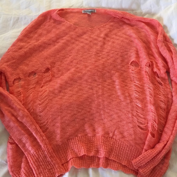 Never worn - distressed coral lightweight sweater! - Picture 3 of 4