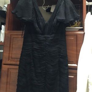 Tadashi black rouched evening dress