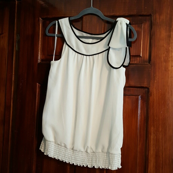 White dress shirt, black satin trim
