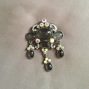 Charcoal, rhinestone brooch