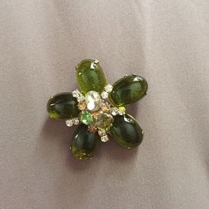 Olive jeweled brooch