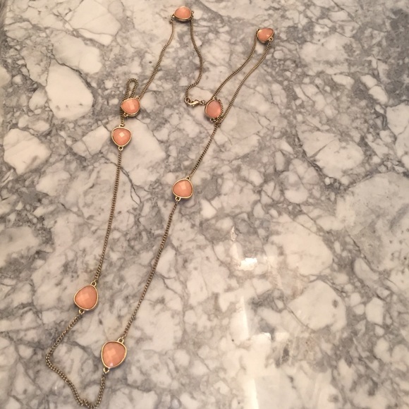 Pink and gold long necklace