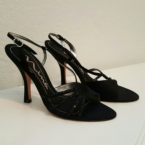 Nina black strappy heels