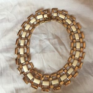 White and gold statement necklace