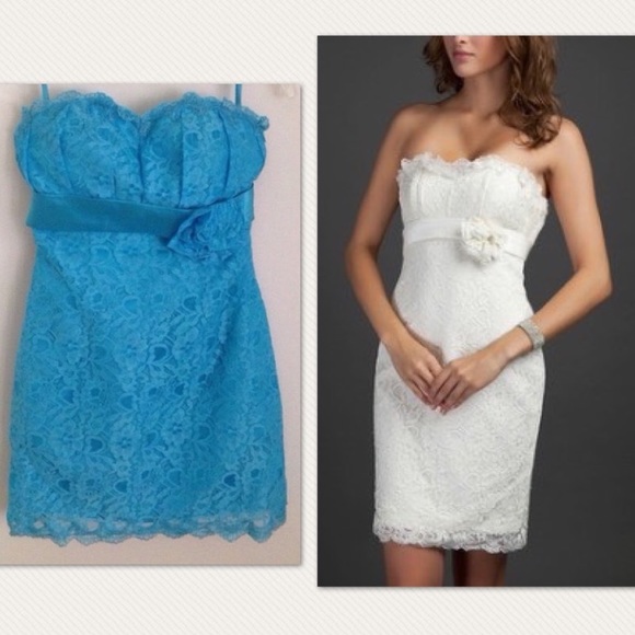 JJโs House mini lace cocktail dress in pool blue - Picture 8 of 17