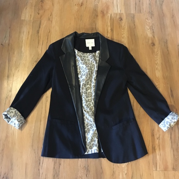 Black jacket leather trim.