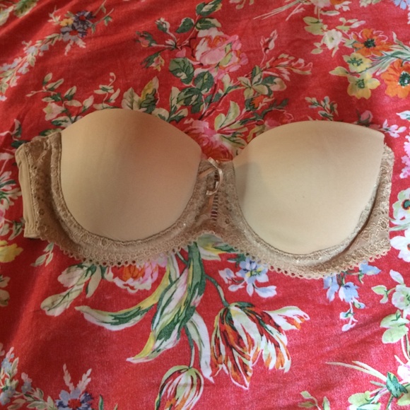 Tan strapless DKNY bra
