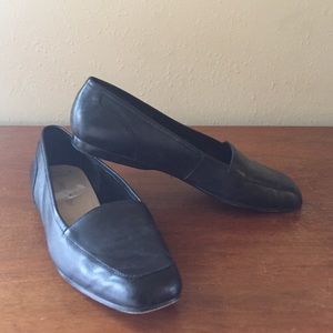 Black Leather Flats