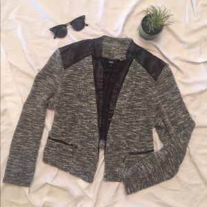 Grey knit/ faux black leather mossimo sweater