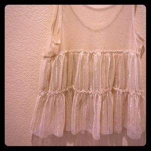 Sheer ruffled tank