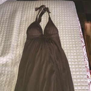 Long brown maxi dress with halter back
