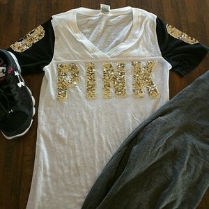 Burn out Sequin PINK Tee