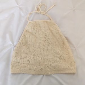 Ivory Lace Crop Halter Top🐚☀️