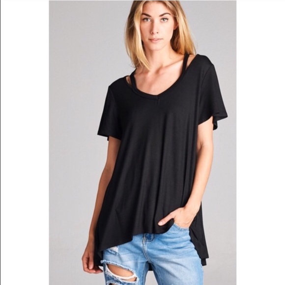 🆕 V Neck Strappy T-Shirt - Picture 3 of 4