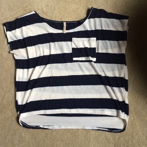 Blue and white striped crop top