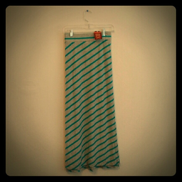 Grey Teal Chevron Maxi Skirt