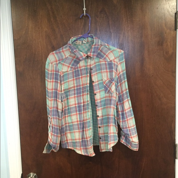 Button down, plaid shirt