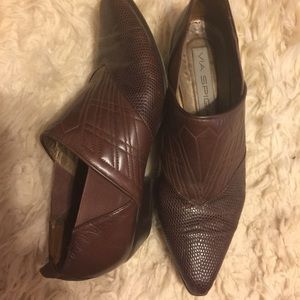 Brown leather booties. Made in Italy
