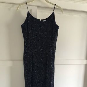 Jump High-quality fully beaded long navy formal