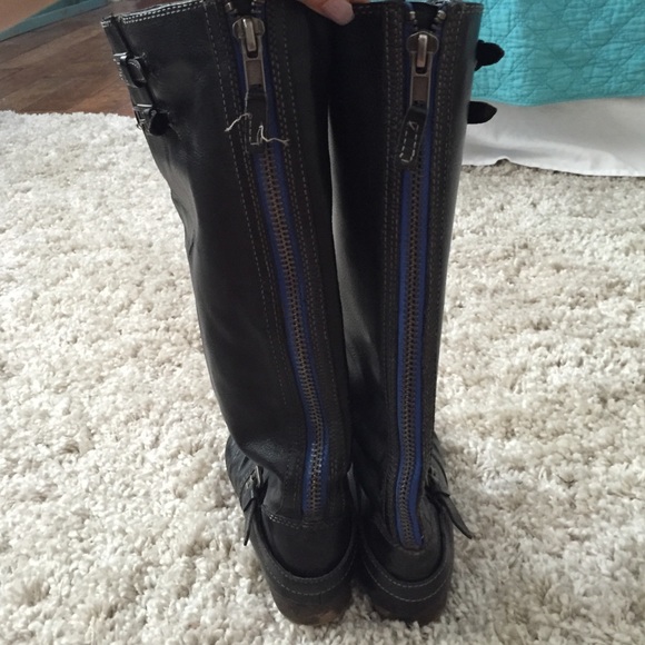 Steve Madden Rod Leather Harness Moto Black Boots