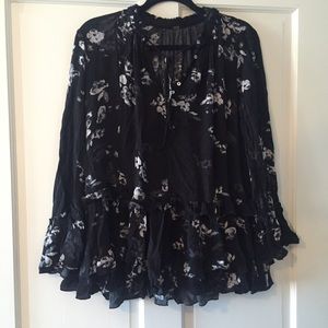 Free People Floral Ruffle Tunic