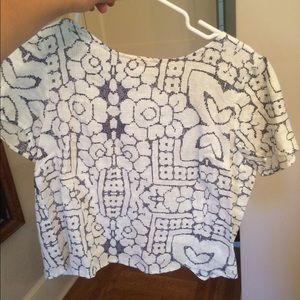 Madewell grey and white cropped shirt