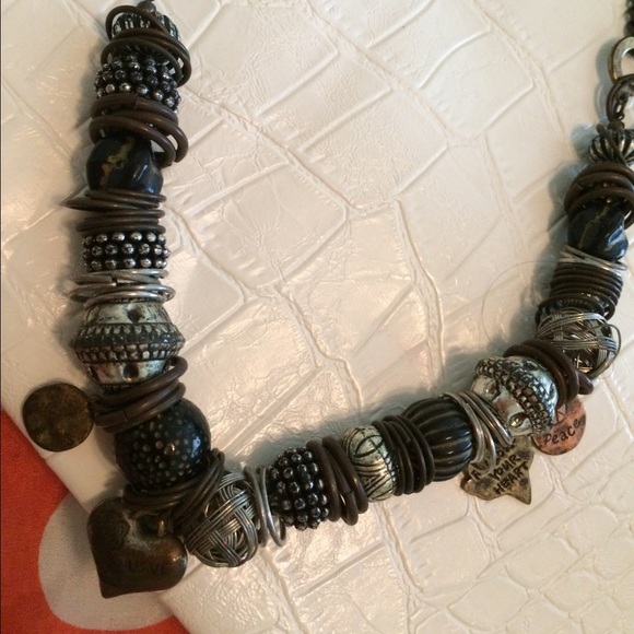 Cute used Black metallic  necklace