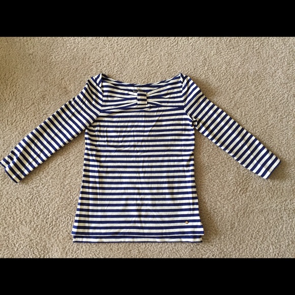 Kate spade striped bow front top in size S.
