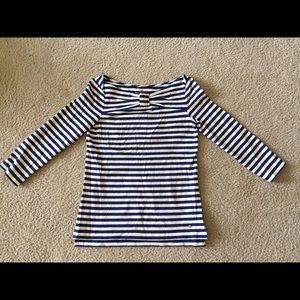 Kate spade striped bow front top in size S.