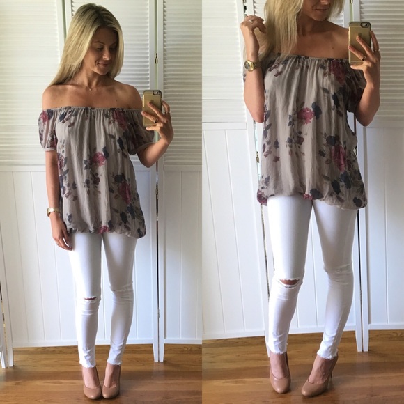 SOLD OUT• Silk Floral Off-The-Shoulder - Picture 4 of 4