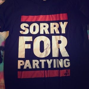 Autographed Jac Vanek Sorry for Partying tee
