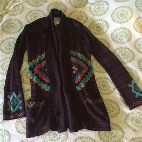 Maroon Aztec Print Billabong Cardigan
