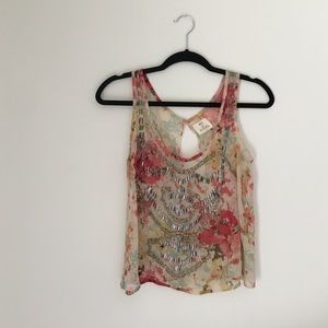 Urban Outfitters Beaded Floral Crop Top
