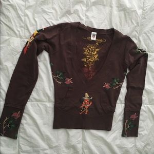 Gently used Ed Hardy V Neck Sweater...size small