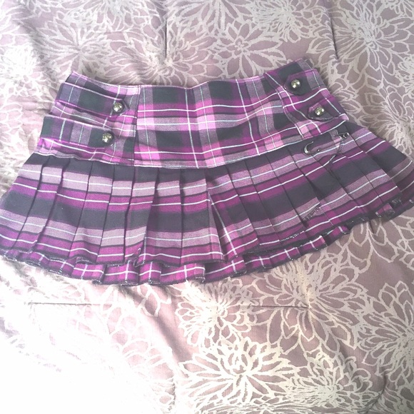 Purple plaid mini skirt