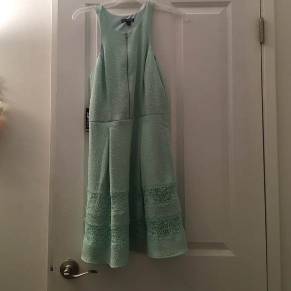 Express cocktail dress with zipper detail.