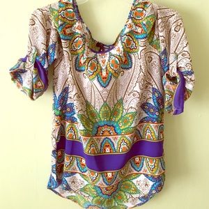 Aqua Tops - Aqua Blue/Green Paisley Pattern Blouse Size S Aqua Tops - Aqua Blue/Green Paisley Pattern Blouse Size S