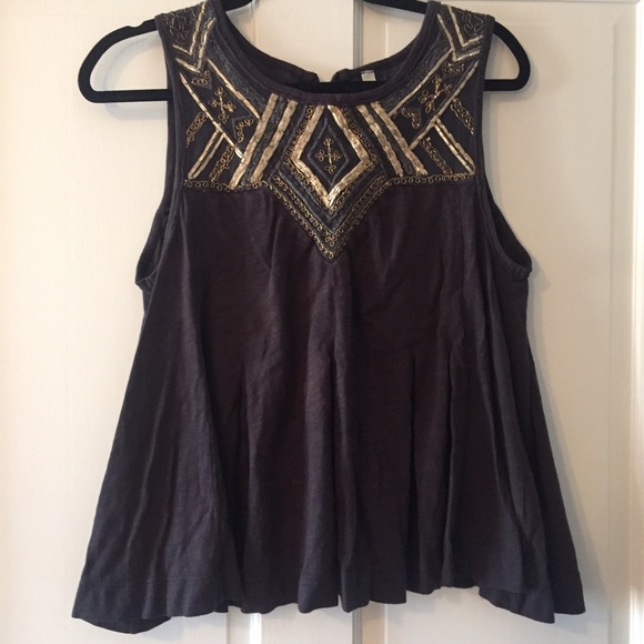 Free People Embellished Tie Back Top