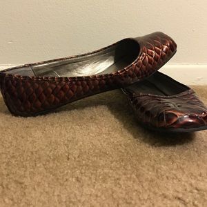 Barely worn snake print square-toe flats