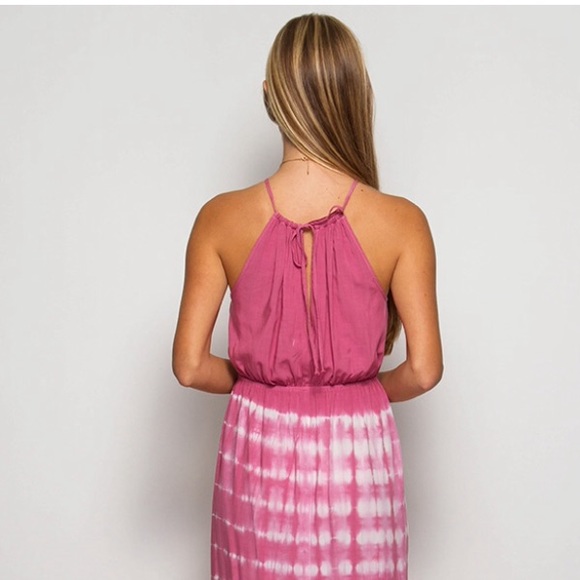 LAST ‼️Rose Tie Dyed Halter Maxi - Picture 2 of 3
