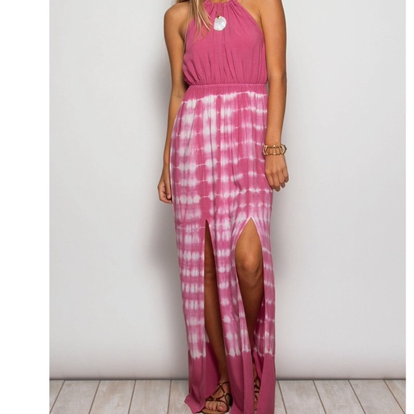 LAST ‼️Rose Tie Dyed Halter Maxi - Picture 3 of 3