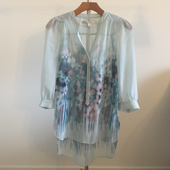 LC Lauren Conrad Sheer Turquoise Blouse