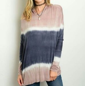 Taupe and Navy Hooded long sleeve