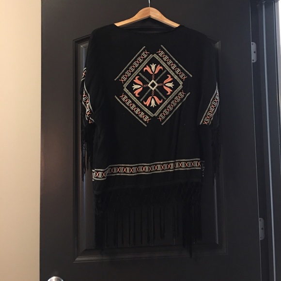 SOLD Lira black fringe kimono - Picture 3 of 3