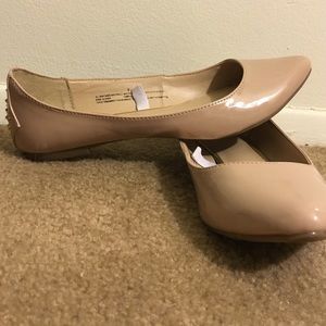 Barely worn nude flats with gold stud detail