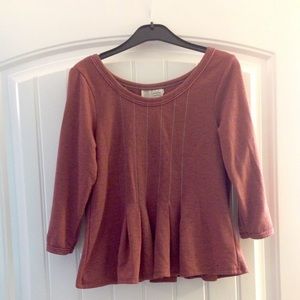 Anthropologie Pink Peplum Sweater
