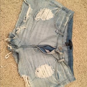 high waisted distressed shorts
