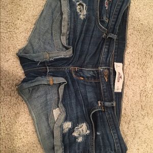 high waisted distressed shorts