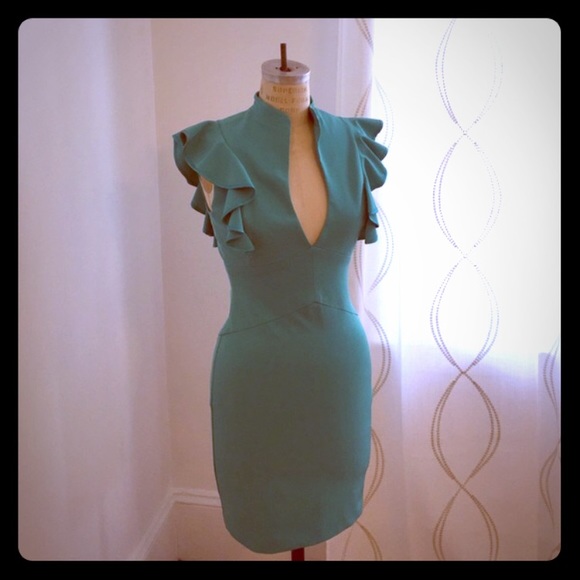 Black Halo flutter sleeve dress
